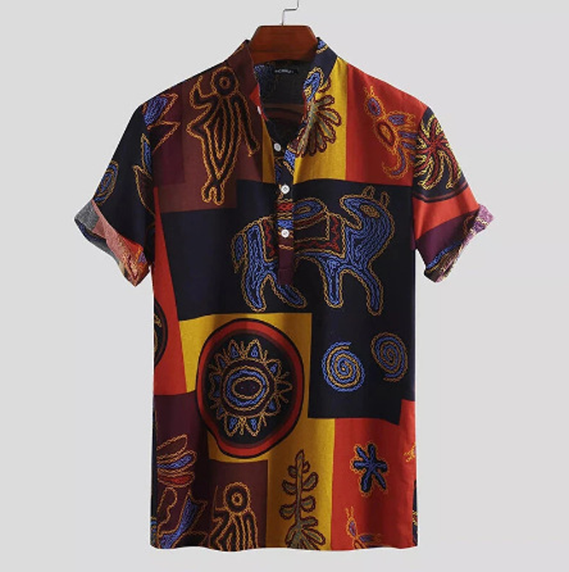 Camisa de Hombre Casual de Algodón Poliéster Playa Hawaiana