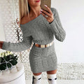 Fluorescent Color Knit Sweater Dress with Waist Tie