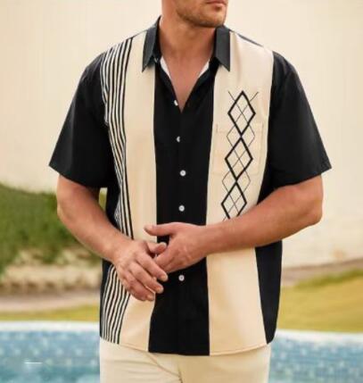 Camisa Casual Vintage de Poliéster para Hombre