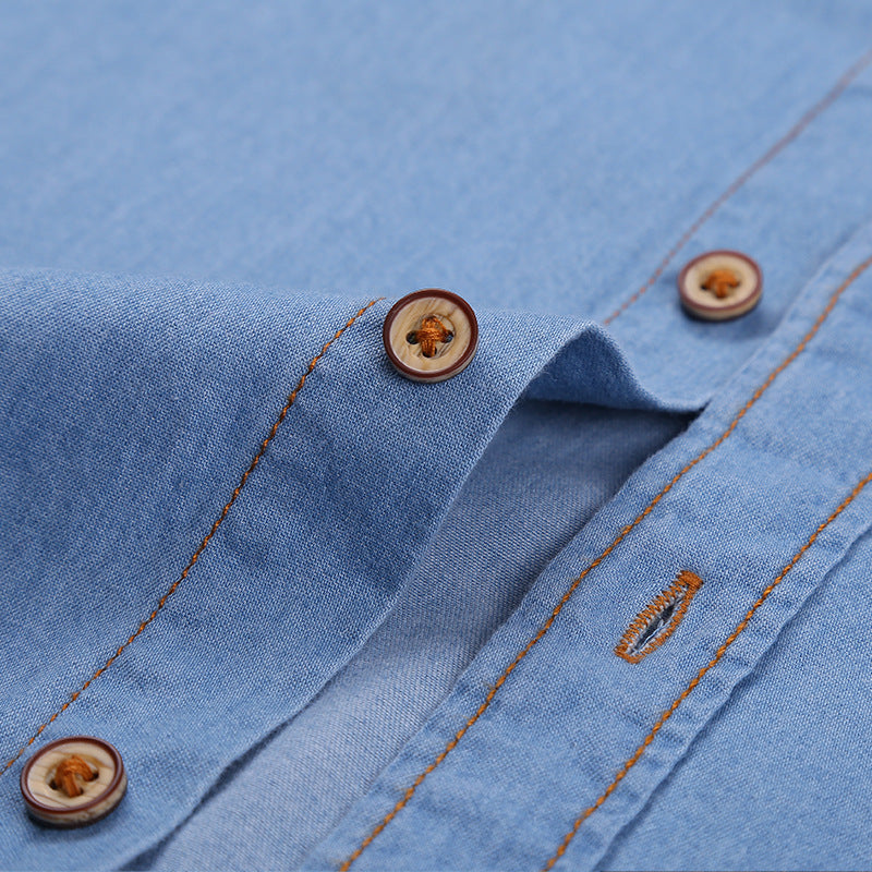 Men's Vintage Slim Fit Cotton Denim Shirt (In Stock)