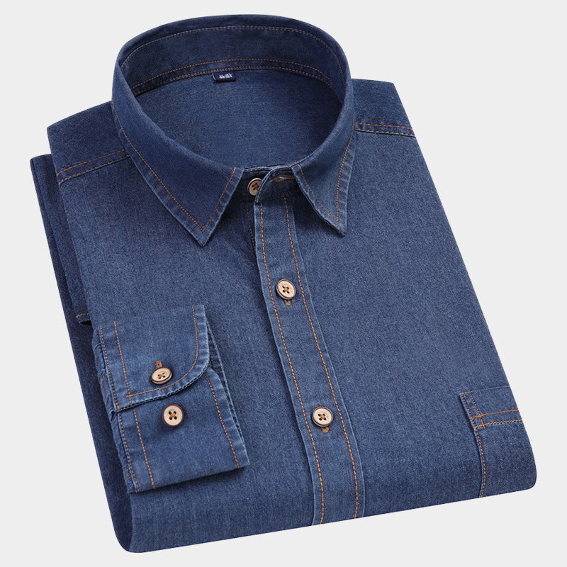 Men's Vintage Slim Fit Cotton Denim Shirt (In Stock)