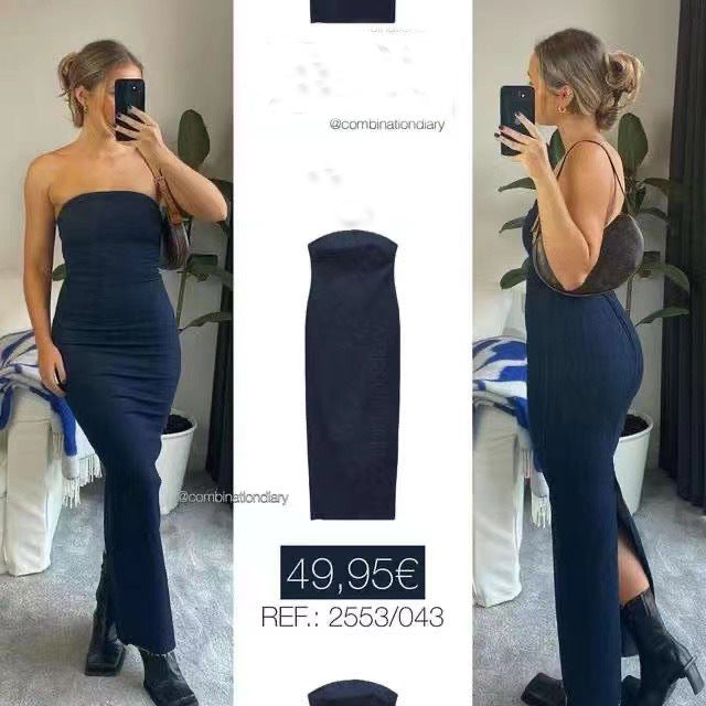 New Slim Fit One-Shoulder Denim Dress 2553066
