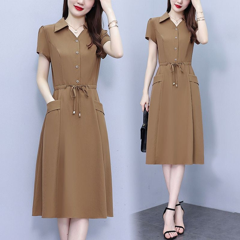 Plus Size Short Sleeve Summer Dress for Moms (A-Line)