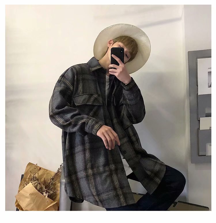 Loose Fit Retro Japanese Style Men's Shirt Jacket