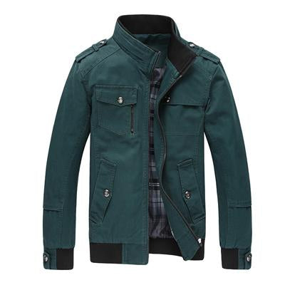 Men's Cotton Casual Stand Collar Jacket for Autumn/Spring
