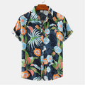 Flower Print Short Sleeve Men's Shirt (Single Piece)