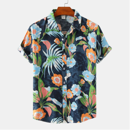 Flower Print Short Sleeve Men's Shirt (Single Piece)