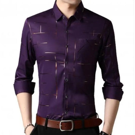 Slim Fit Striped Men's Shirt Dress